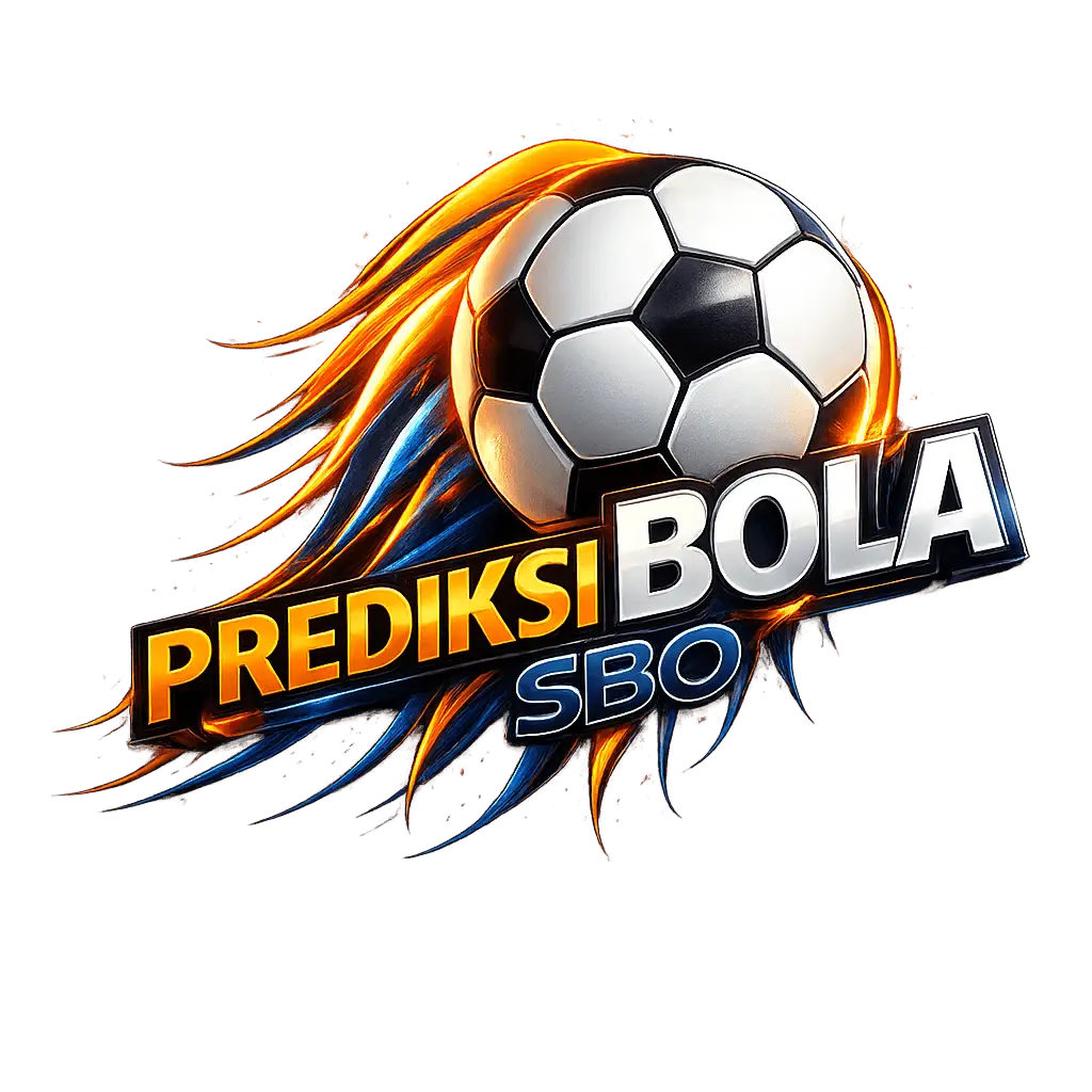 Logo Prediksi Bola SBO dengan desain 3D bola sepak realistis dan efek api dinamis